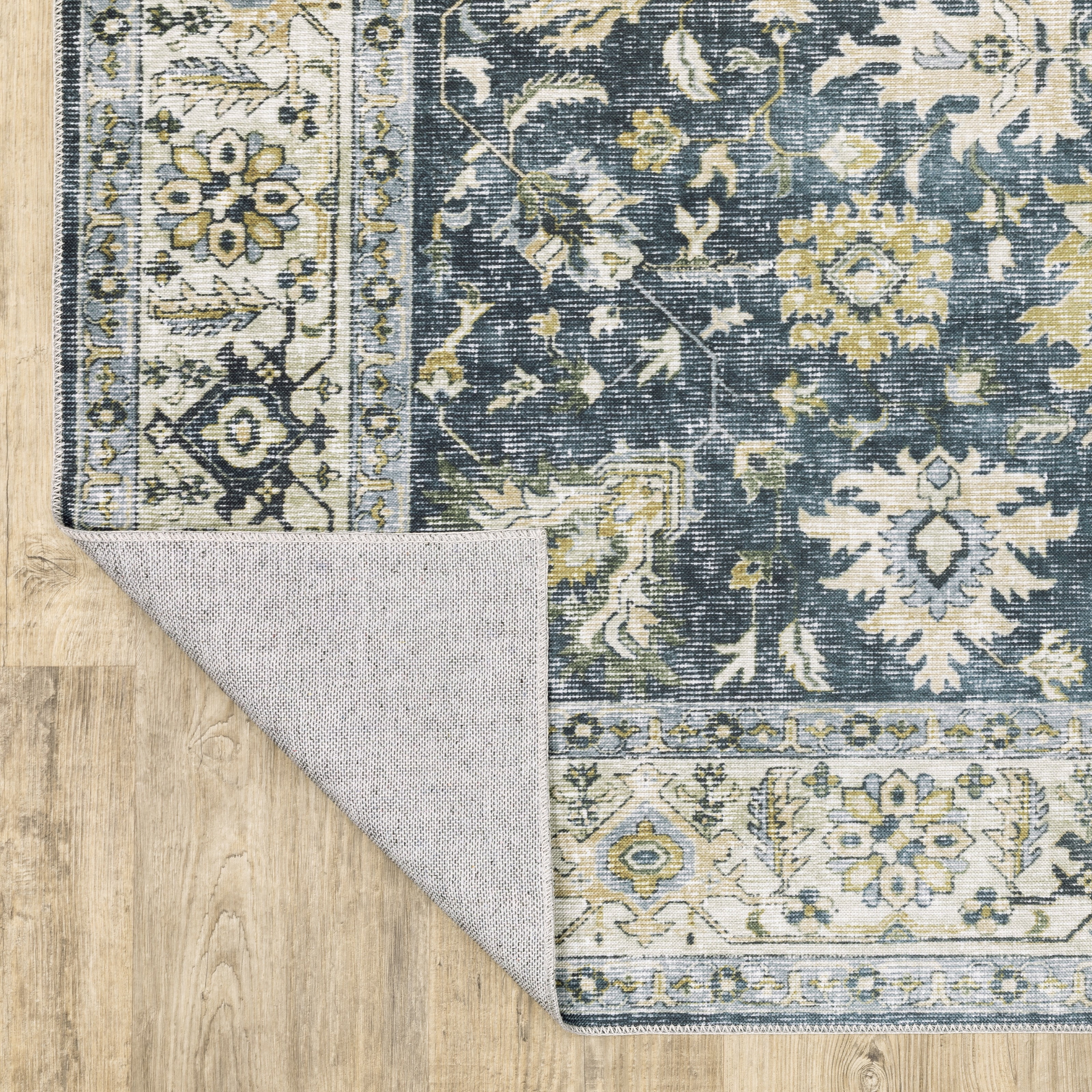Avalon Home Celeste Washable Vintage Oriental Charcoal/ Gold Indoor Area Rug