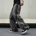 thumbnail image 2 of TOMVIGX Mens Baggy Wide Leg Pants Loose Fit Elastic Waist Drawstring Quick Dry Lounge Trousers with Pockets Streetwear Casual Track Pants, 2 of 4