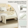 thumbnail image 6 of 58'' Upholstered Bench Chenille Boucle Modern Accent Bench End of Bedroom Entryway Ivory, 6 of 9