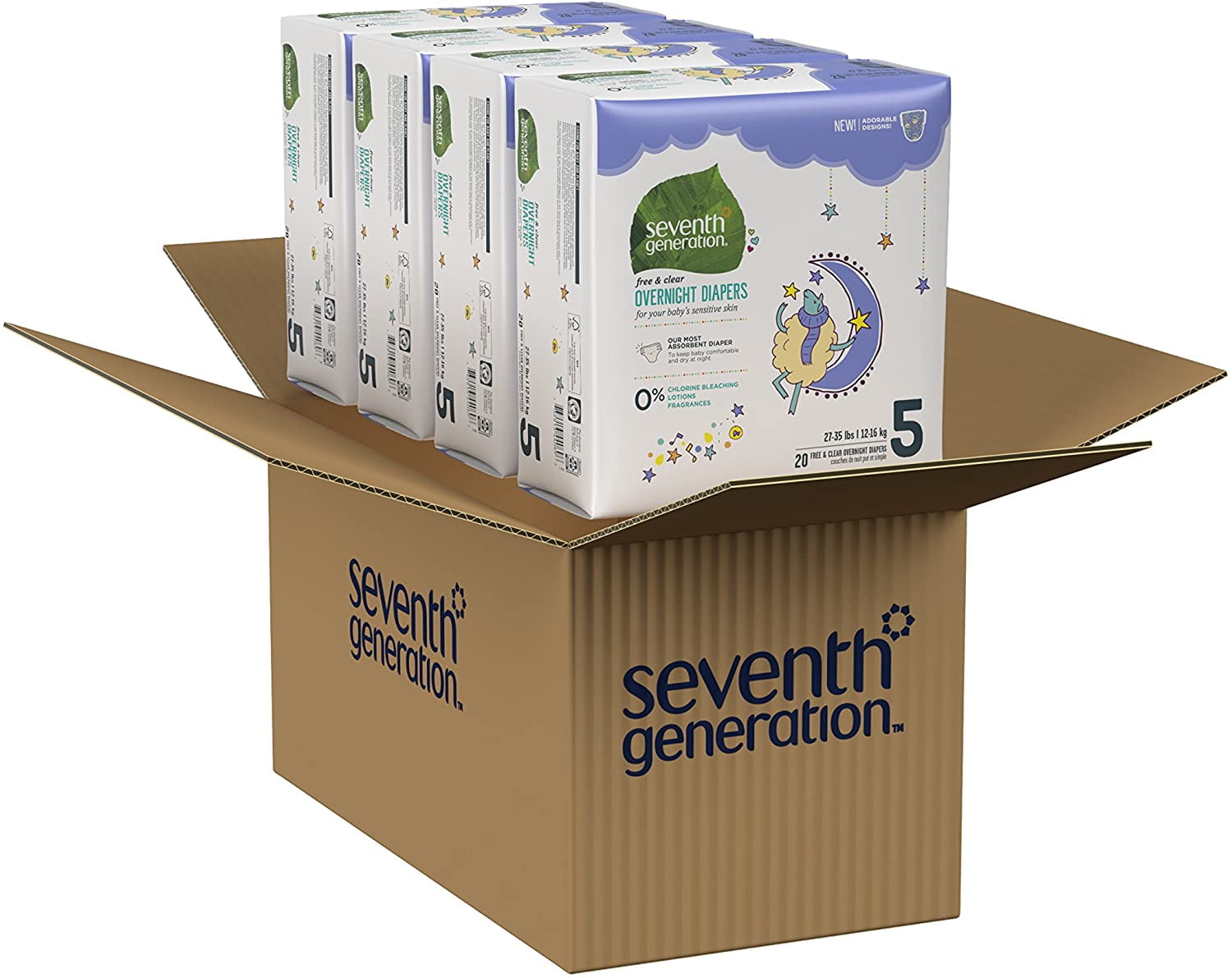 Seventh generation overnight diapers size 5 sales