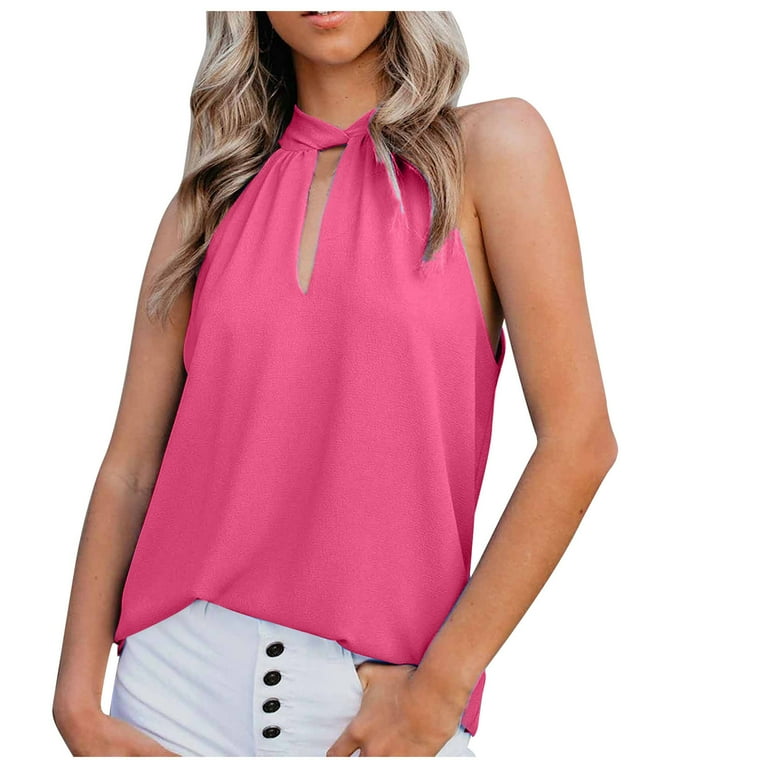 OFLALW Dressy Tank Top For Women Trendy Elegant Sleeveless Cut Out