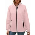 thumbnail image 1 of Chaqueta Impermeable para Mujer, Cortavientos, Impermeable, con Capucha, Plegable y Bolsillos. Rosa XL, 1 of 9