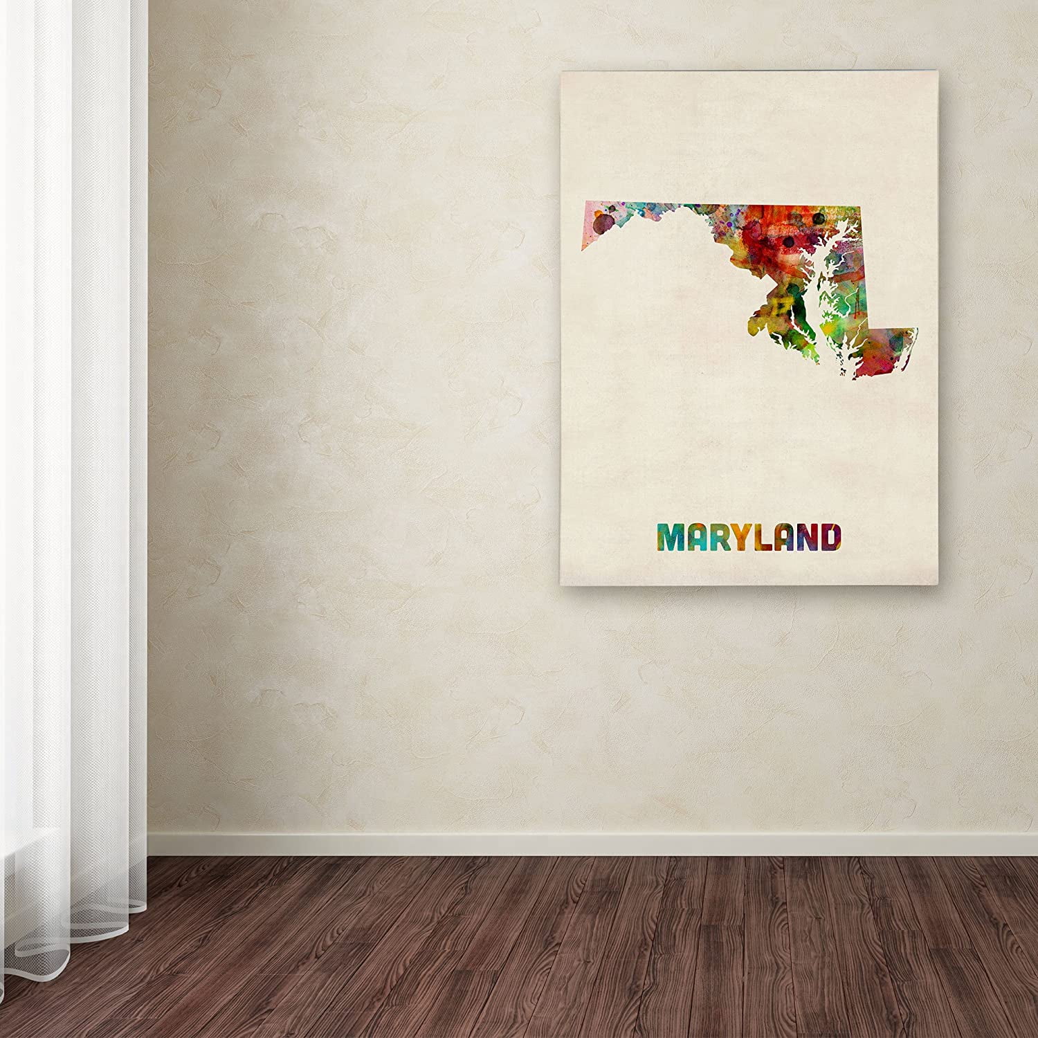 Trademark Fine Art "Maryland Map" Canvas Wall Art by Michael Tompsett
