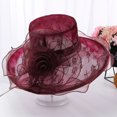 thumbnail image 6 of Walbest Fashion Women Sun Hat Wide Brim Wedding Tea Party Church Organza Hat, NEW Sun Hat Ladies Solid Large Flower Cap, 6 of 7