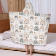 thumbnail image 5 of White Boho Bohemia Rainbows Suns Clouds Pattern Hooded Bath Towel，50"x30" for Ages 3 To 12 Kids, Quick Dry Lightweight Soft Microfiber Hood Beach Towel Cover Up for Kids, 5 of 7