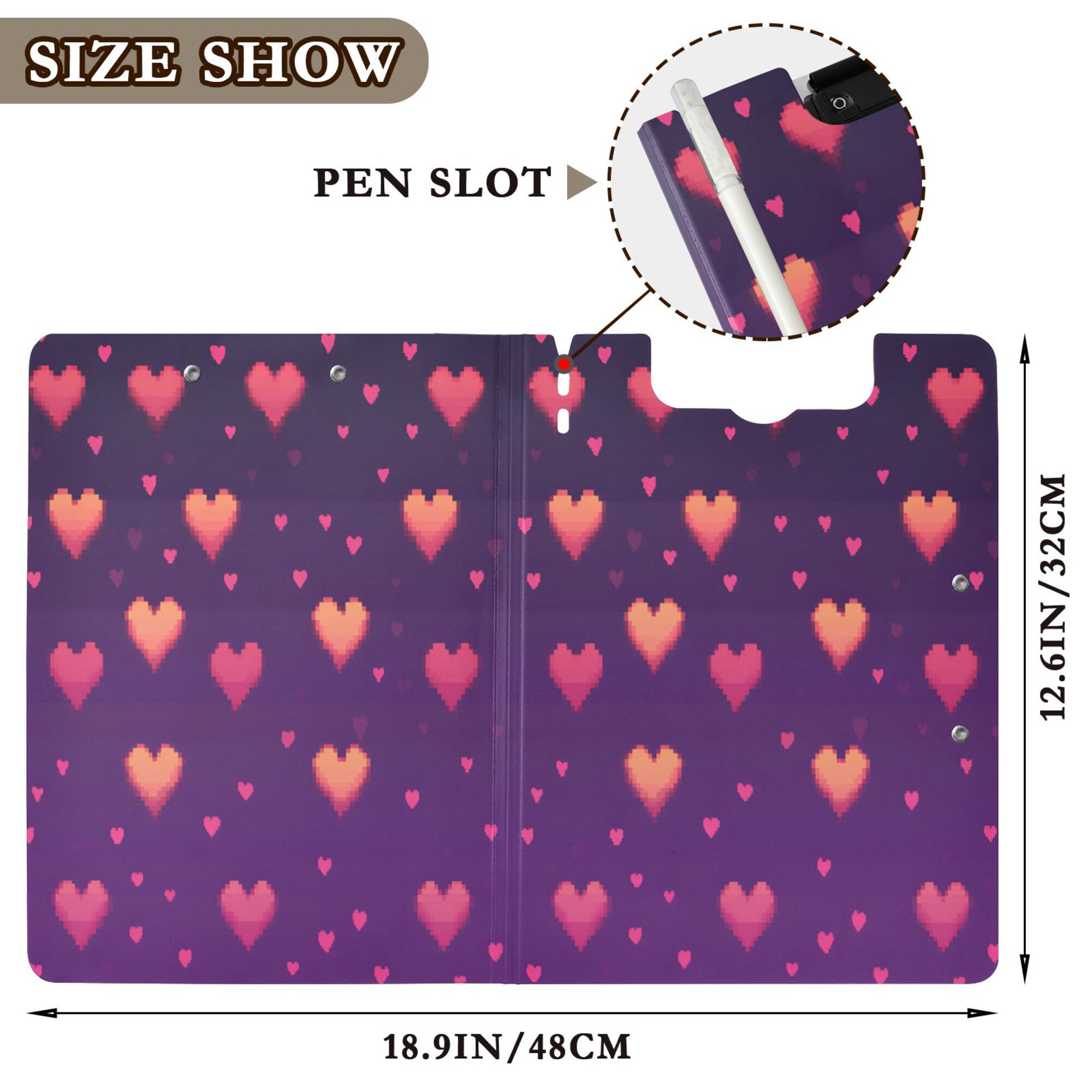 FORMRS A4 Clipboard Folder with Pen Holder Horizontal Foldable School Office Binder, Love in The Clouds