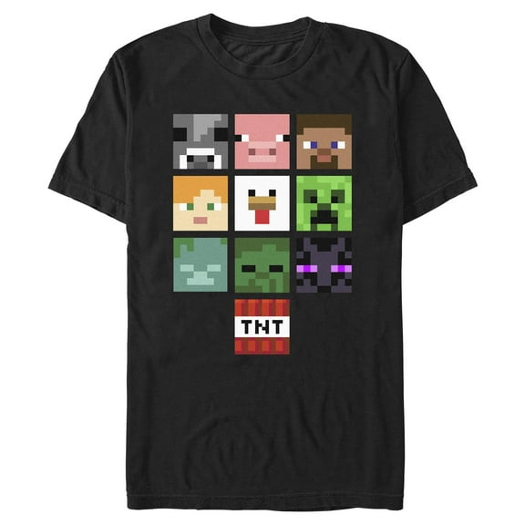 Mens Minecraft Characters Pixel Icons T Shirt
