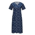 thumbnail image 4 of Pompotops Mode Femmes Été Impression Causale V-Cou Bouton Manches Courtes Vacances Poches Robe, 4 of 5