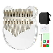 Kalimba Thumb Piano 17 Keys Acrylic Crystal Clear Mbira Finger Piano Kit with Waterproof Protective Box,Tune Hammer, Musical Instrument Gifts for Kids and Adults Beginners Birthday Gift