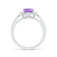 thumbnail image 2 of ANGARA Natural Inspired Cushion 2 ct Amethyst Ring with Diamond Halo in 14K White Gold for Women (Size-9x7mm) | February Birthstone, Anniversary, Jewelry Gift for Women | Natural Amethyst Ring, 2 of 8