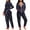 Navy, variant on Family Matching Women Holiday Romper Christmas Pyjamas Xmas Nightwear Jumpsuits Long Sleeve Hooded Ladies Winter Warm Homewear