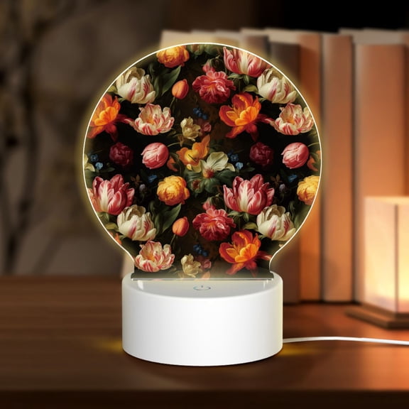 Balery Colorful Tulips Pattern Acrylic Night Light Gift with 3 Color ModesTouch-Sensitive LED Lamp Perfect Gift for Mother's Day, Birthday, or Christmas