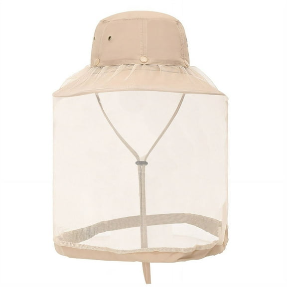 TELOLY Bucket Hat Mosquito Repellent Mesh Hat for Outdoors Sun Hats for Women UV Protection Fishing Bucket Hat,Beige