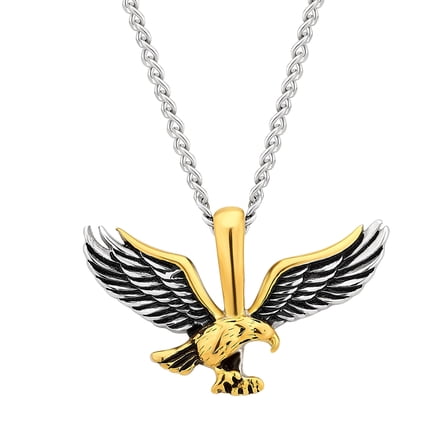 Beyond Brilliance Two-Tone Stainless Steel Eagle Pendant Necklace for Men Jewelry