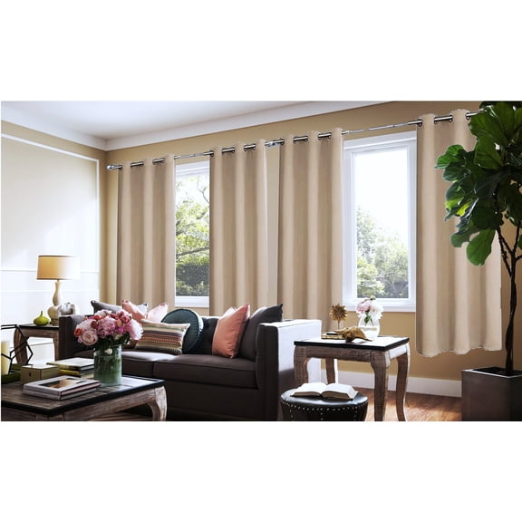 Window Curtain Room Darkening K68 taupe color 100 % blackout thermal drapes for bedroom living room closet door noise reducing 37" inch wide X 84" inch long 2 panels