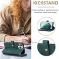 thumbnail image 4 of Wallet Case for iPhone 15 Pro 6.1 inch, 9 Card Slots Retro Leather Wallet Shockproof Flip Cover with Hand Strap Card Slots Zipper Pocket Kickstand Handbag Magnetic Closure - Retro Green, 4 of 14