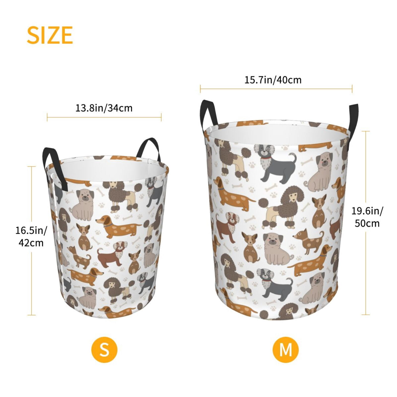 Large Laundry Basket with Handles - Cute Footprints Dog Kids Baby Dirty Clothes Laundry Hamper for Bedroom Aesthetic