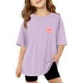 thumbnail image 3 of Girl's Palm Puff Graphic T Shirts Short Sleeve Crew Neck Cute Shirts Oversized Loose Tee Summer Tops Purple 3-4 Years, 3 of 7