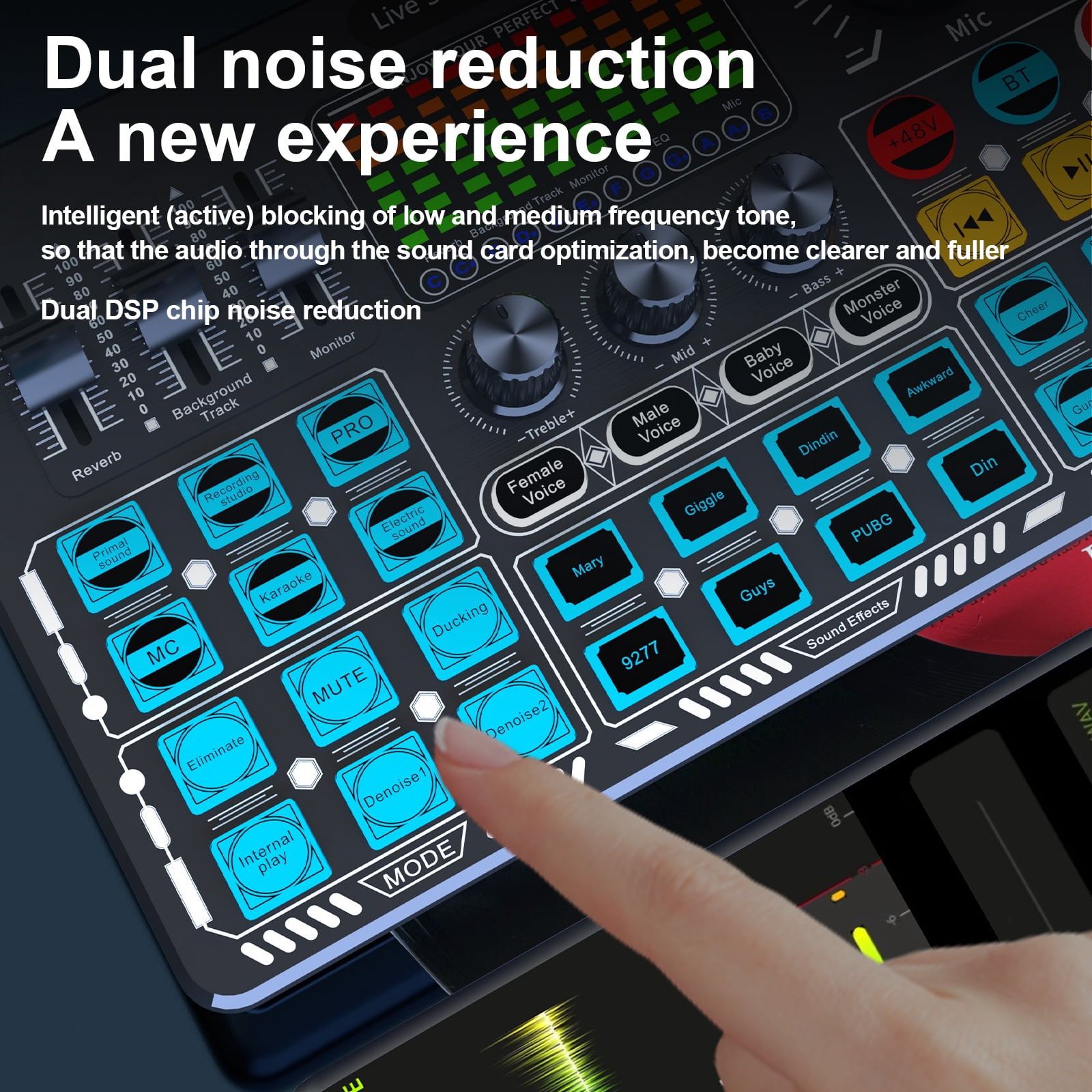 2Pcs Live Sound Card Interface Q6S with DJ Mixer Effects and Voice Changer Bluetooth Stereo