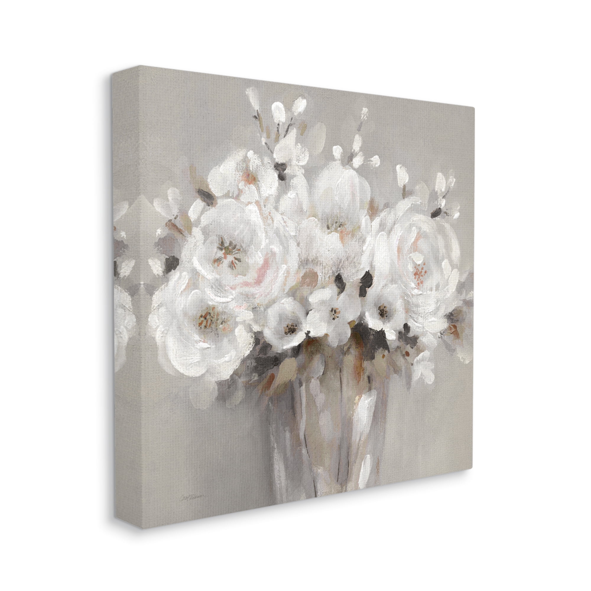 Stupell Industries White Flower Bunches Botanical & Floral Painting Gallery Wrapped Canvas Art Print Wall Art, 36 x 36