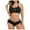 Black, variant on Women Sexy Denim Bikini Set Ripped Tassel Top Bra Lace Up Tie Side Triangle Shorts For Party Beach Club