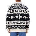 thumbnail image 3 of Suéter de punto con botones y cuello chal de manga larga para hombre XL negro beige, 3 of 6