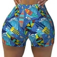 thumbnail image 2 of Picia Hawaiian Style Printed Workout Shorts for Women Seamless Scrunch Butt Lifting High Waisted Yoga Gym Booty Running Moisture-wicking Short Pants-Large, 2 of 9