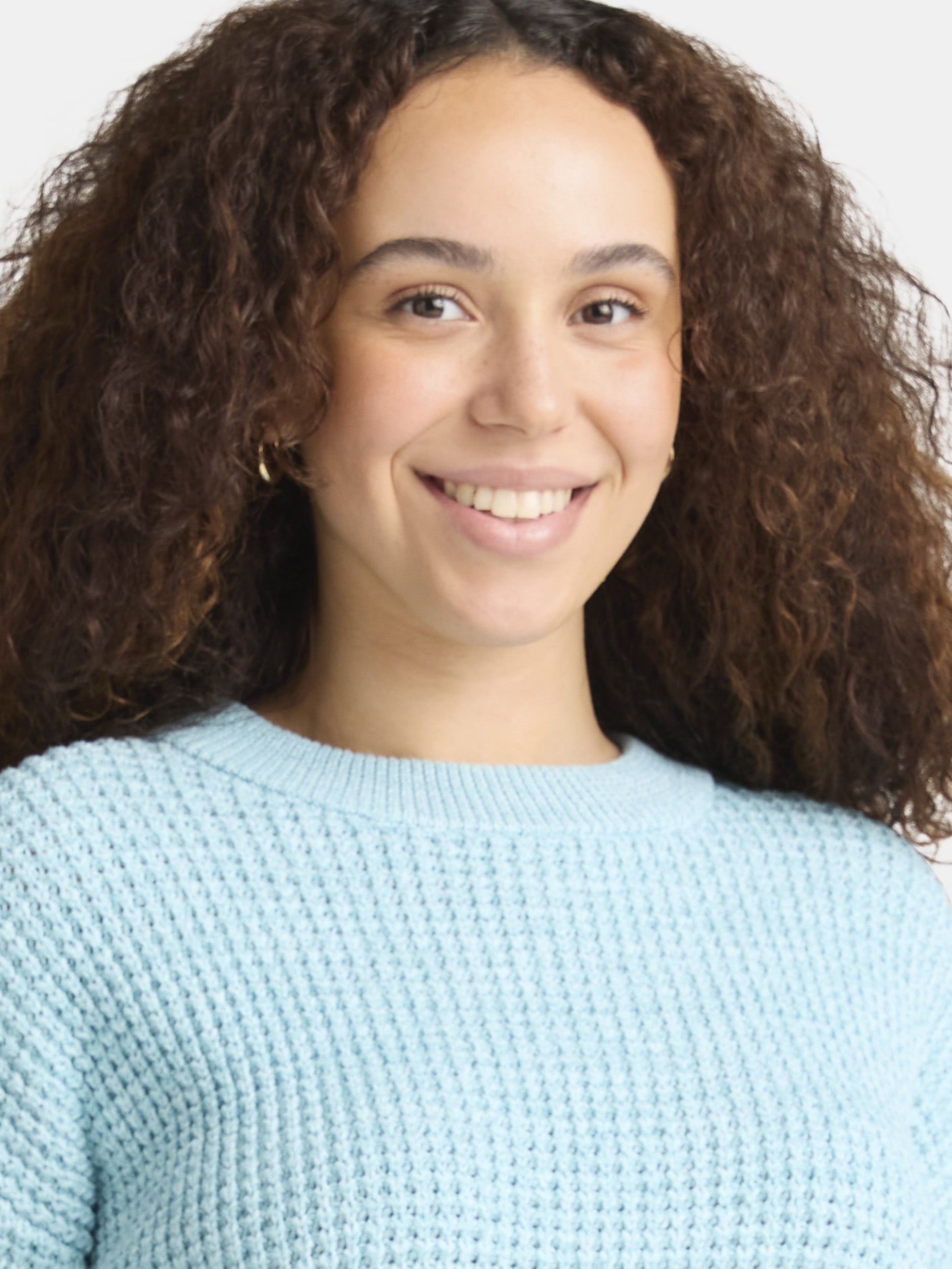 Time and Tru Women's and Women's Plus Waffle Stitch Sweater, Midweight, Sizes XS-4X