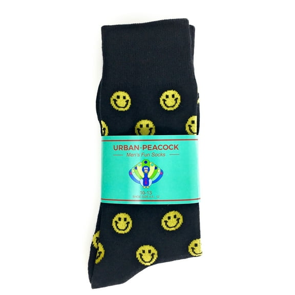 Urban-Peacock Men's Novelty Fun Crew Socks for Dress or Casual - Face - Black
