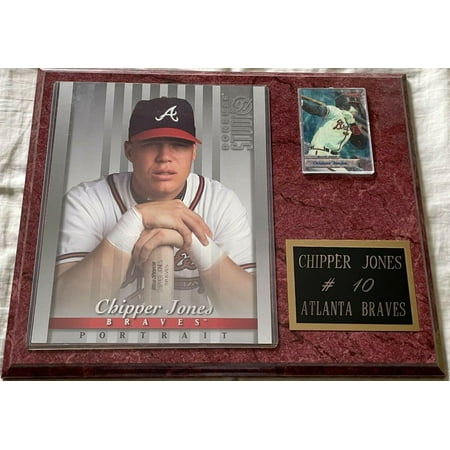 Chipper Jones Atlanta Braves 1997 Studio 8×10 photo and 1994 Bowman s Best card plaque