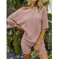 thumbnail image 4 of Avidlove Women Pajamas Set Ribbed Knit Lounge Sets T-shirt with Biker Shorts Matching Outfits Loungewear Sweatsuits, 4 of 6