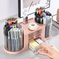 thumbnail image 4 of TACYKIBD Rotating Desk Organizer with 2 Pen Holder, Desk Organizers and Accessories with 10 Slots Pencil Holder for Desk + 3 Drawer, Art Supply Storage Box Caddy for Office Home, 4 of 12