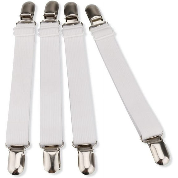 Bed Sheet Holder Straps Sheet Keepers Straps Bedsheet Holders Suspenders Mattress Cover Straps Bed Sheet Corners Fasteners Clips 4Pcs White One_Size