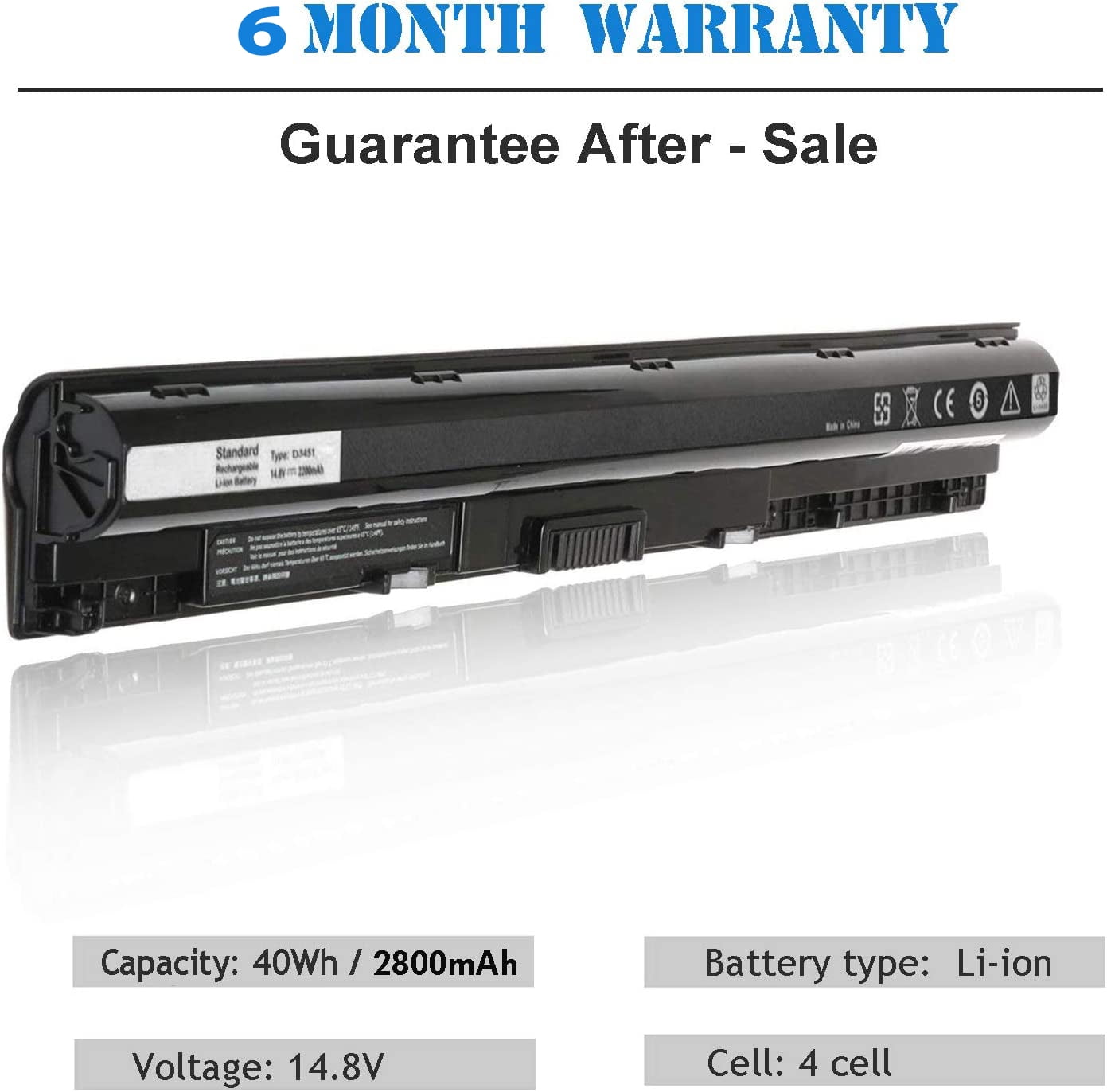 New M5Y1K Replacement Battery For Dell Inspiron 14 15 17 3000/5000 Series - 40WH, 14.8V