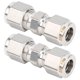 thumbnail image 2 of Adaptador de tubo de doble casquillo recto de compresión de acero inoxidable 316 de 2 piezas para tubería (Ф3/8), 2 of 10