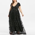 thumbnail image 2 of Leutsin Robe de Soirée en Maille à Sequins Floraux à Manches Courtes Col en V pour Femmes Grande Taille, 2 of 8