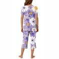 thumbnail image 5 of DecSea Pyjama pour Femme en Faux Coton, Haut de Pyjama Raglan avec Pantalon Capri, Pyjama d'Été, 5 of 5