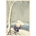 thumbnail image 2 of Ohara Koson 11x14 Black Ornate Wood Framed Double Matted Museum Art Print Titled: In the Snow on Yanagibashi (1927), 2 of 5