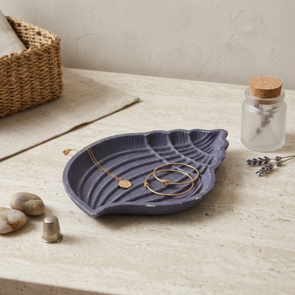 Contemporary Home Living 7.75" Navy Blue Solid Coastal Sea Conch Tray