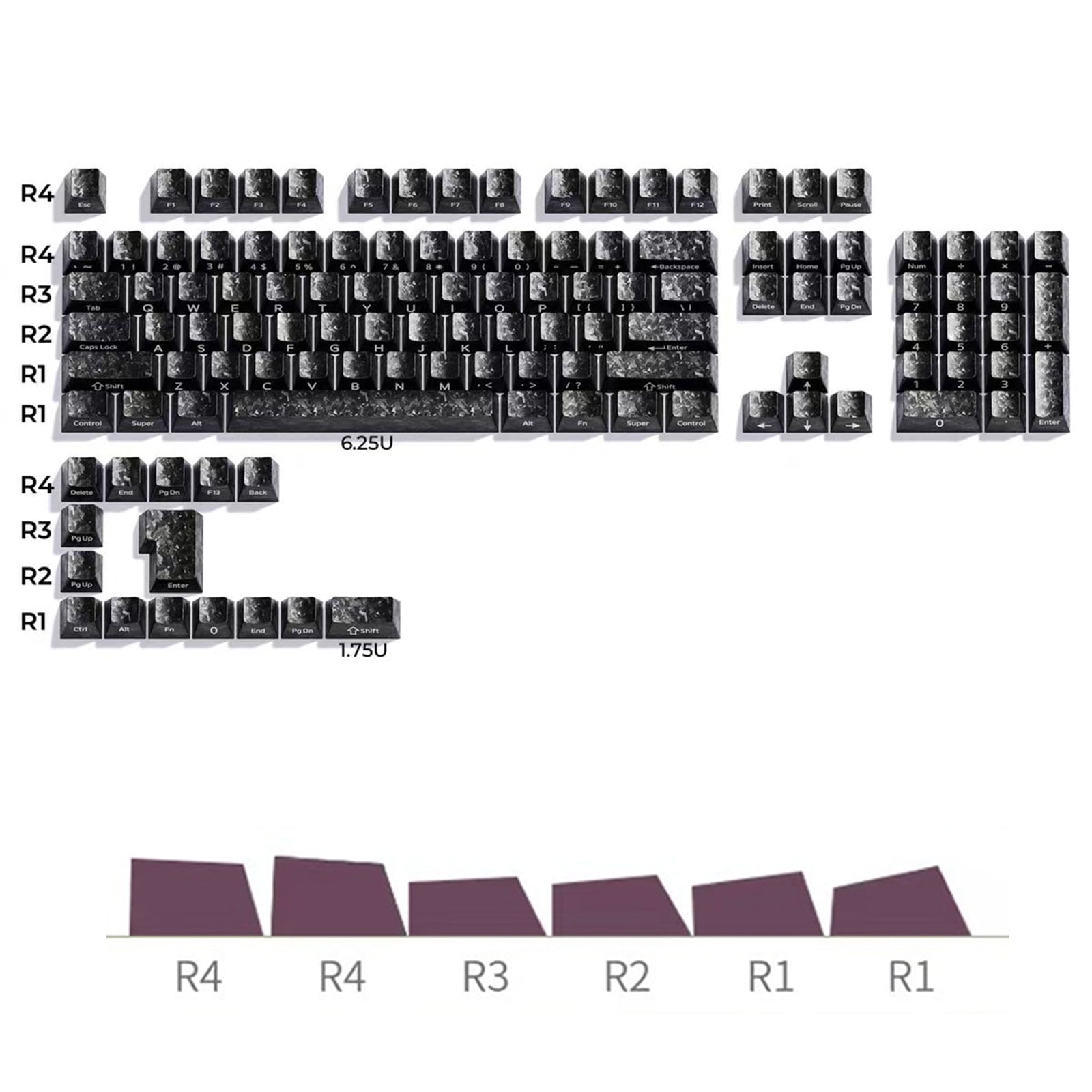 Carbon Texture 119 Keys Keycap Full Set Gaming Mechanical Keyboards Enhancing Aesthetics Longevity