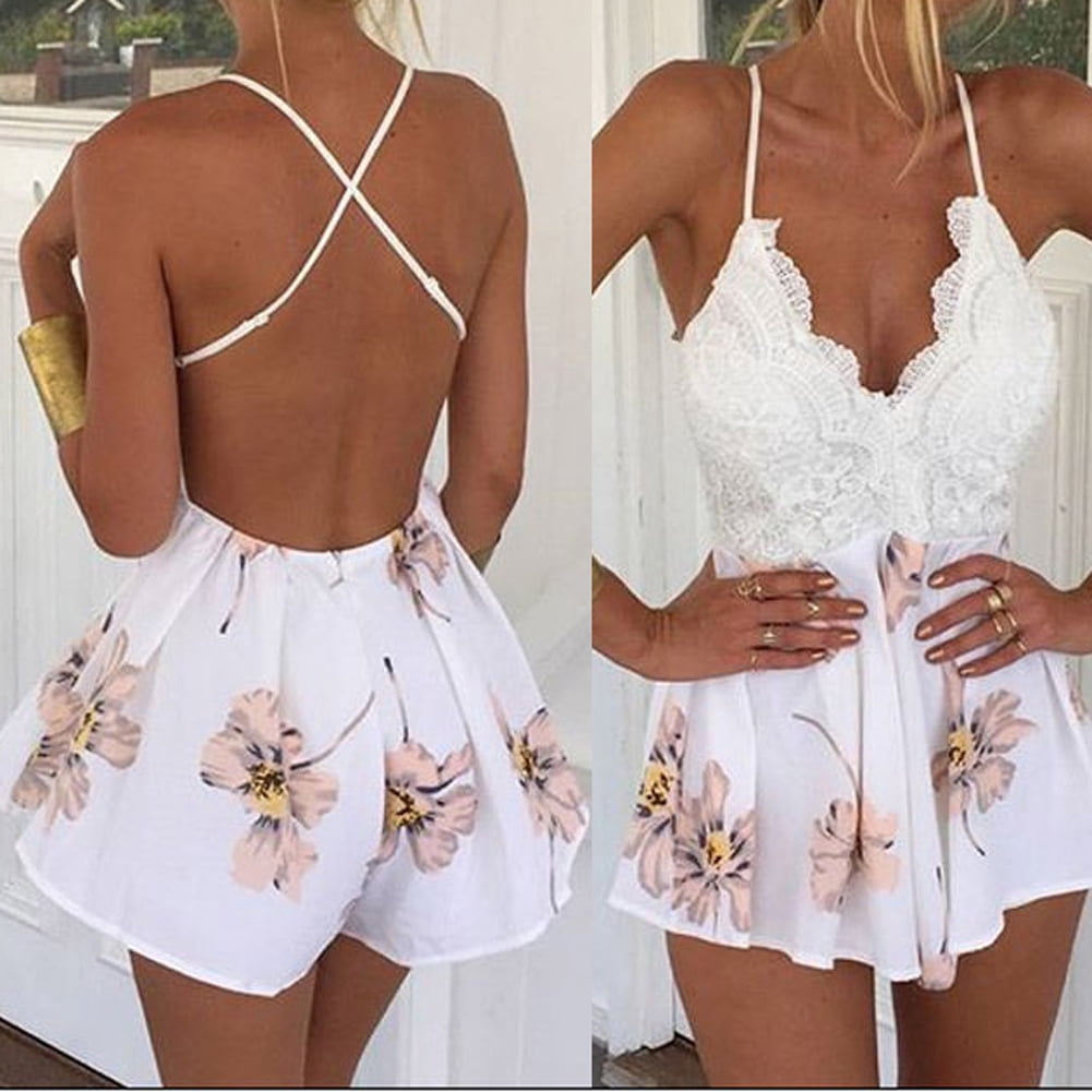 Women Summer Holiday Mini Playsuit Jumpsuits Ladies Rompers Beach Shorts Dresses 