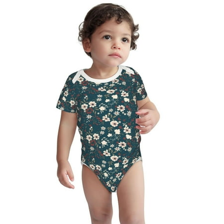 

Fotbe Vintage Floral Pattern Unisex-baby Short-sleeve Bodysuit Short Sleeve Bodysuits One-piece 100% Organic Cotton for Infant Baby Boys Unisex-12 Months