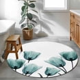 thumbnail image 4 of Area Rug 48in, Watercolor Teal Green Tulip Flower on White Floor Carpet Living Room Rug, Spring Floral Leaves Non-Slip Welcome Mat Indoor Rugs for Bedroom Dining Room, 4 of 9