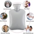 thumbnail image 4 of Botellas de agua caliente - Capacidad de caucho natural de 1 litro, bolsa de agua caliente premium para aliviar el dolor, dolor de espalda, dolores menstruales, cintura, pies, cuello y hombros (gris) esquí esquí Gafas de esquí, 4 of 5