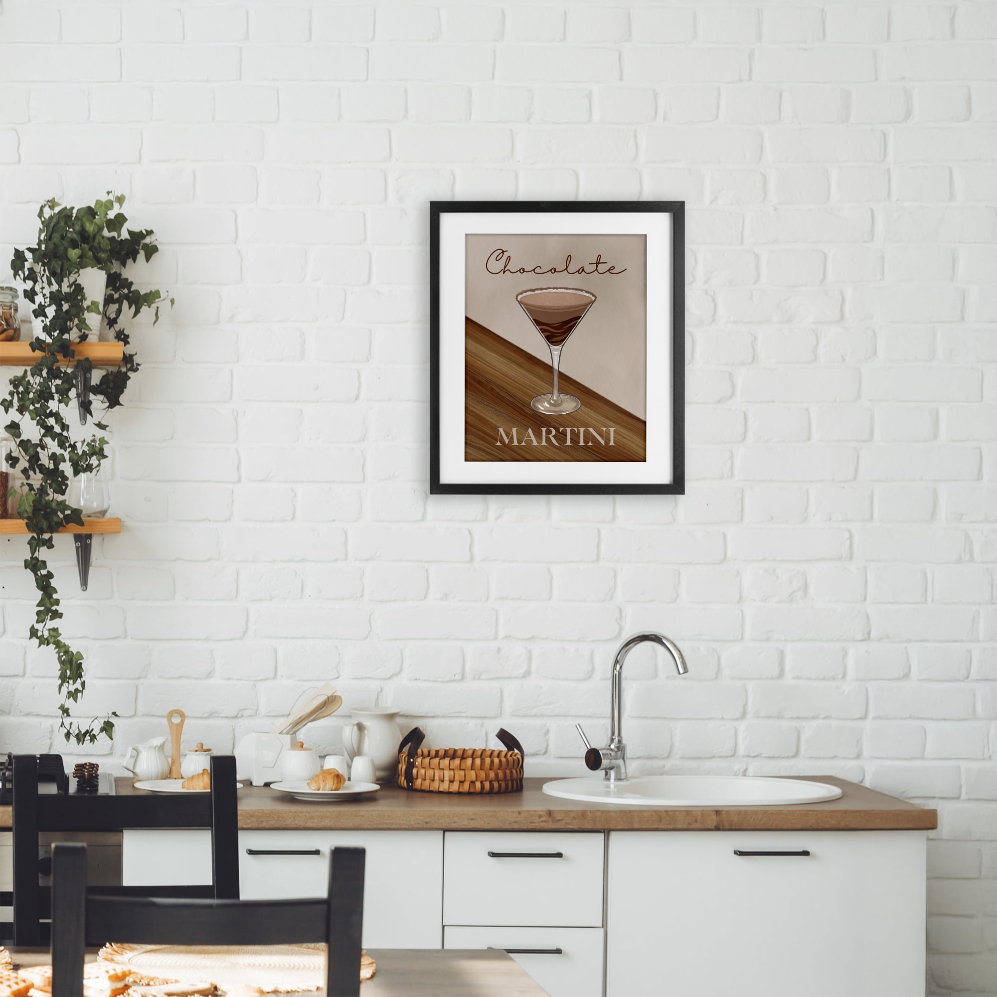 Stupell Industries Chocolate Martini on Brown Black Framed Print Under Glass, design by Marcus Prime