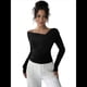 thumbnail image 1 of Tops con Hombros Descubiertos para Mujer, Camisas de Discoteca de Larga, Ajustadas y de Moda para y Otoño Negro L, 1 of 8
