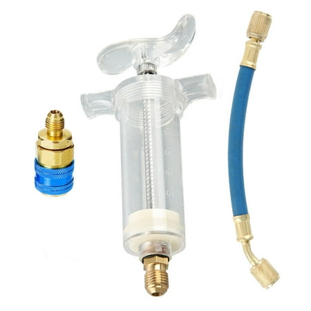 

KUNyu 30ml/1 Oz Oil Injector Efficient Quick Connector with Low Side Air Conditioner AC Manual Oil Dye Injector for Air Conditioner