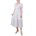 thumbnail image 2 of NY Collection Petite Short Sleeve Tiered Midi Dress White PXL, 2 of 4