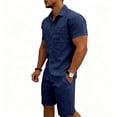 thumbnail image 3 of gbyLJF Shorts Sets For Men Button Down Cargo Shirt Matching Shorts Set 2 Piece Summer Outfits with Pockets, 3 of 9