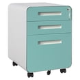 thumbnail image 1 of Classeur Métallique à 3 Tiroirs avec Serrure et Roulettes, Classeur Mobile Entièrement Assemblé pour Bureau à Domicile, Roulettes Anti-Inclinaison pour Rangement A4 Lettre Légal, Grain de Bois Bleu Orange Blanc Noir, 1 of 6